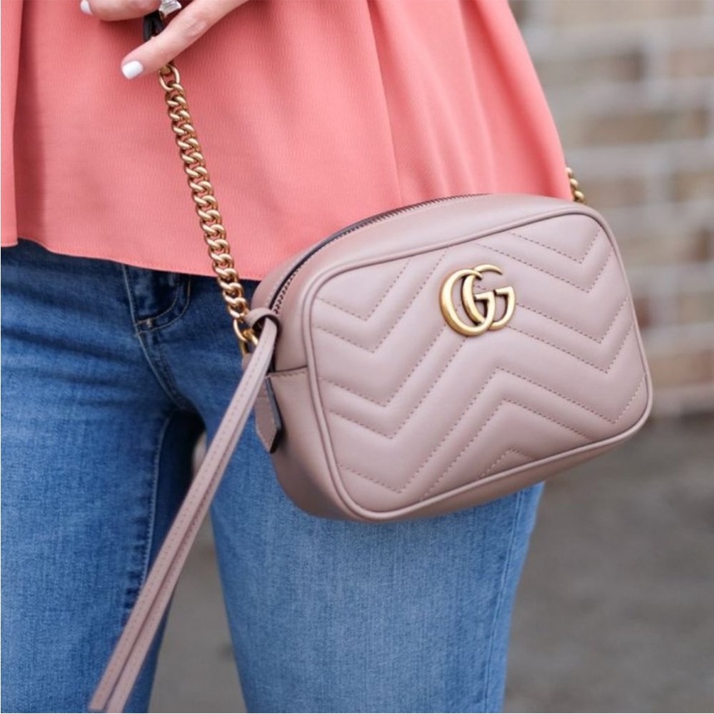 GUCCI MARMONT shoulder/crossbody bag dusty pink leather - Picture 12 of 12